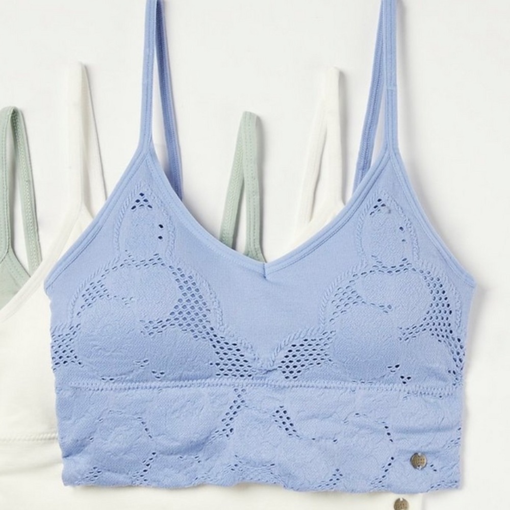 Lucky Brand Crochet Lace Seamless bralette in blue!